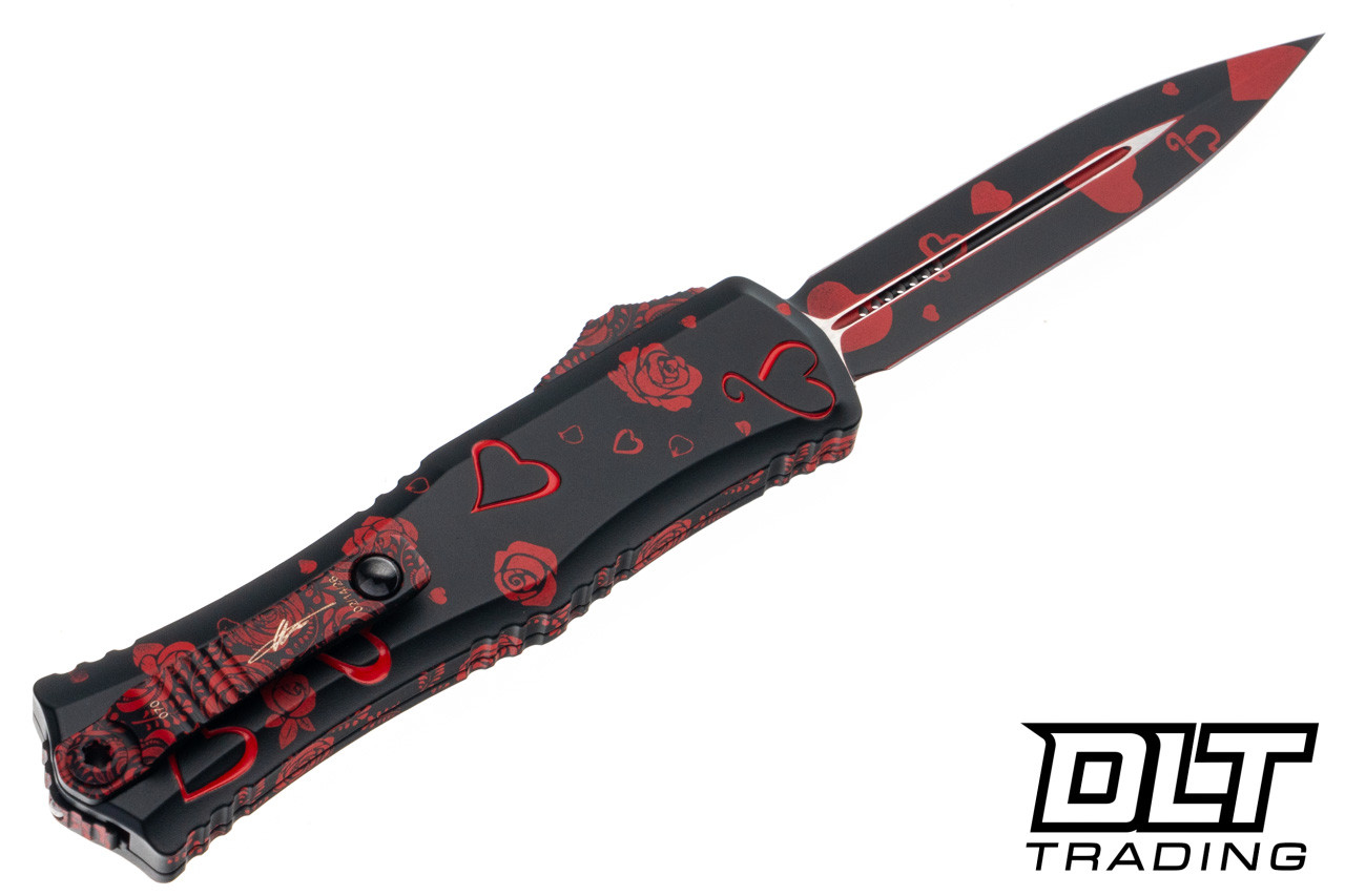 Microtech 1702M-1VNS Hera II Mini D/E - Heart & Rose Motif Handle