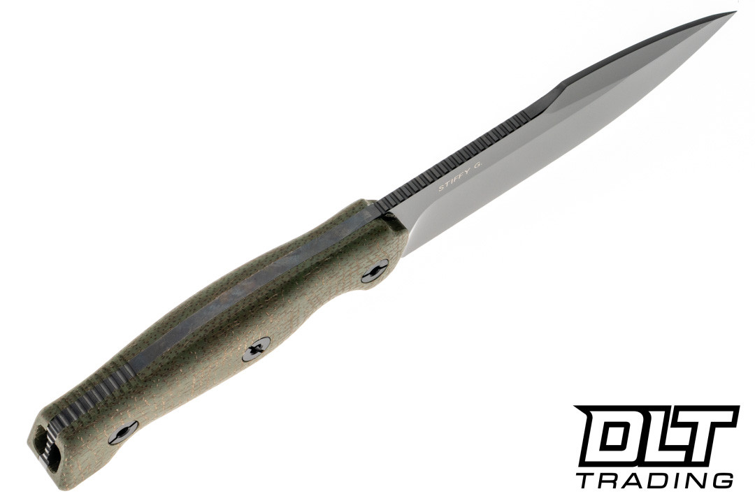 Kunwu Stiffy G - Olive Green Micarta - DLC Assab 88 Blade - Kydex
