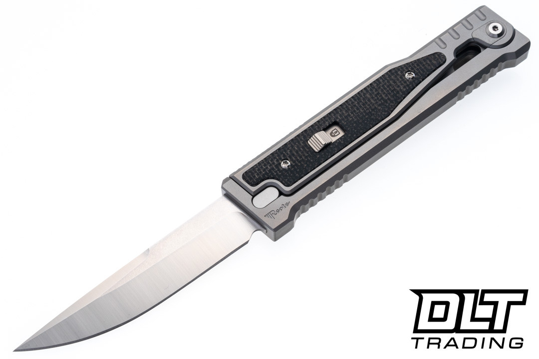 Reate EXO-OG - Drop Point Satin Elmax Blade - Bead Blast Titanium