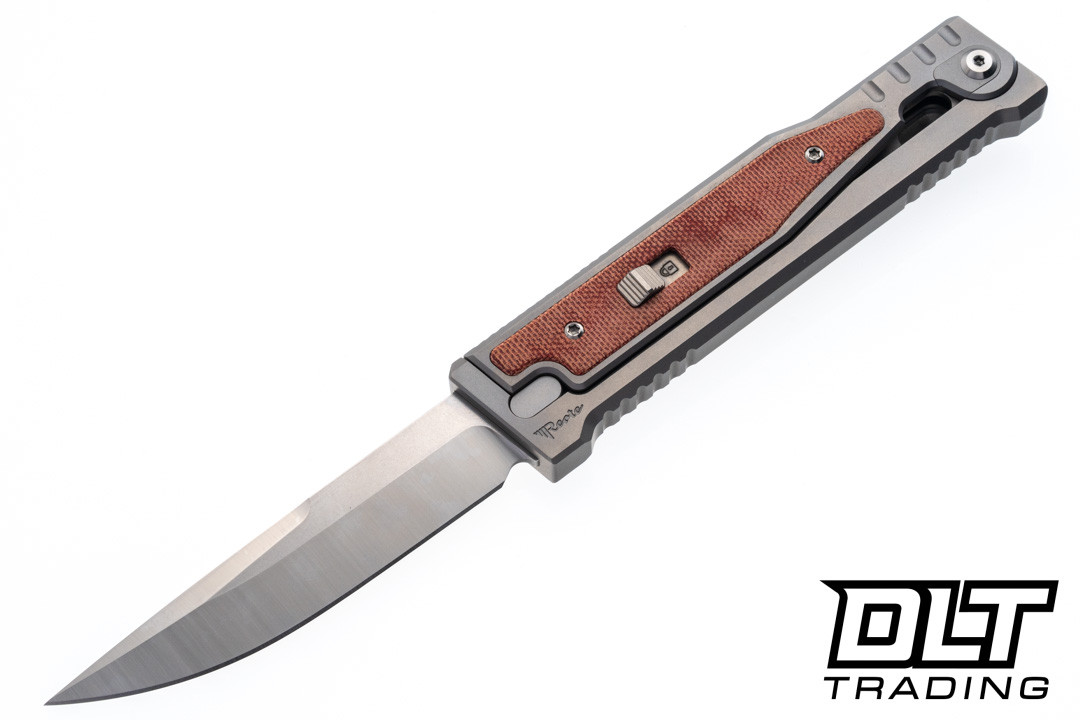 Reate EXO-OG - Drop Point Satin Elmax Blade - Bead Blast Titanium