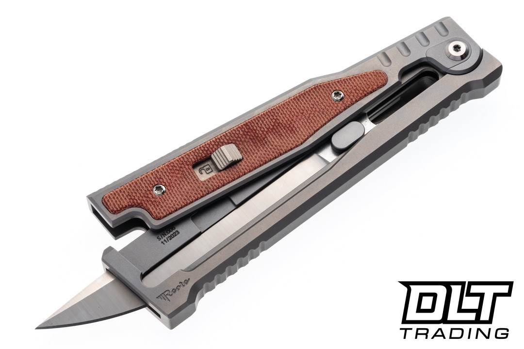 Reate EXO-OG - Drop Point Satin Elmax Blade - Bead Blast Titanium