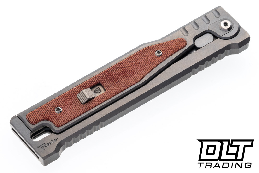 Reate EXO-OG - Drop Point Satin Elmax Blade - Bead Blast Titanium