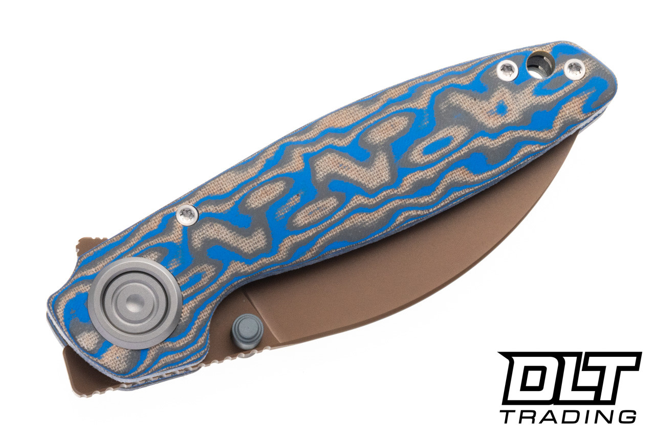 Vosteed Shilin Cutter - Vanchor Lock - Blue Ocean Micarta - Copper
