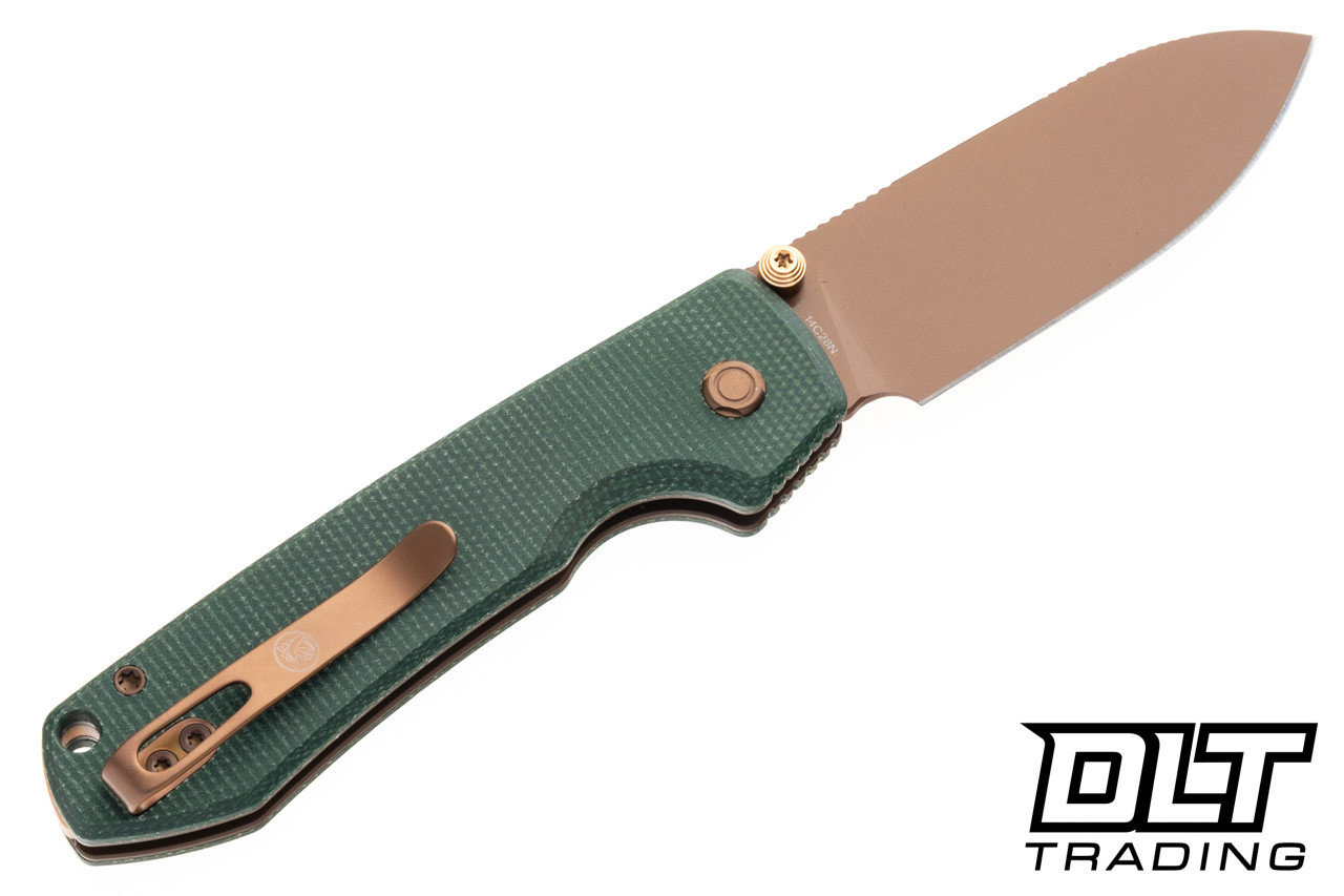 Vosteed Raccoon 2.0 - Green Micarta - Copper Dune 14C28N Blade
