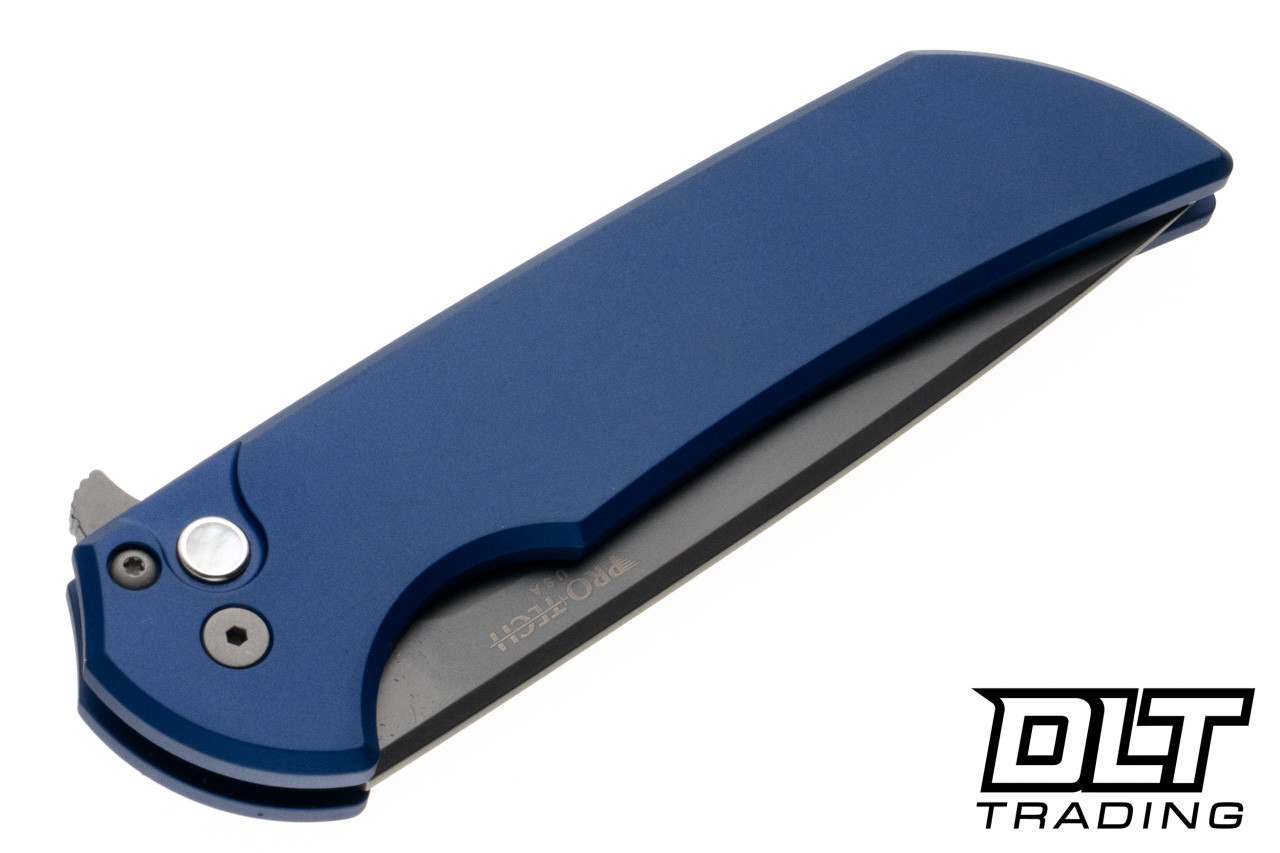 Pro-Tech Mordax - Navy Handle - Smoky Grey DLC 20CV Blade - White