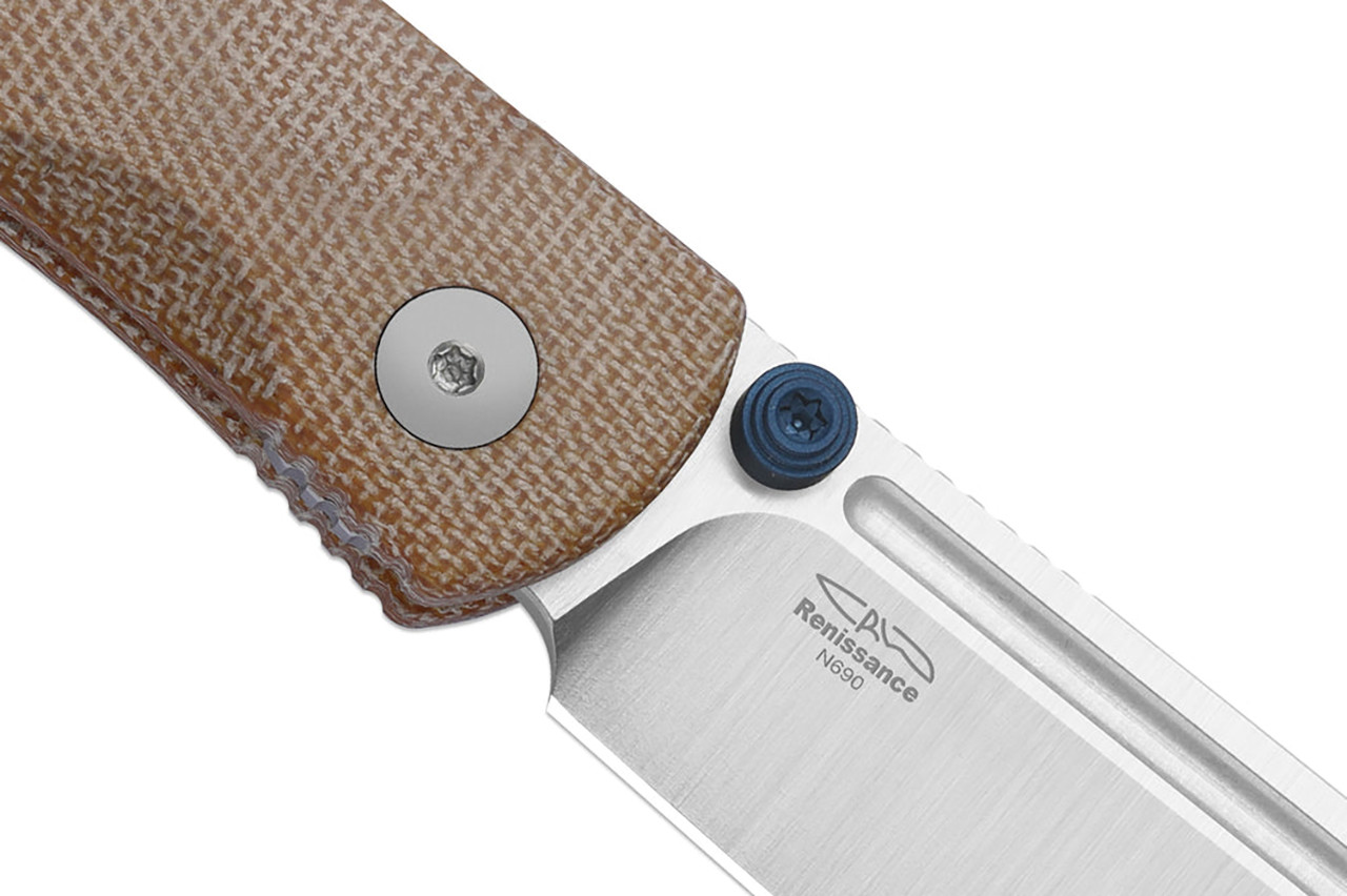SUBLATIONS SHEEPLEATHERNARROWTIE BROWN】 Kizer Renaissance - Brown Micarta - Satin N690 Sheepsfoot Blade