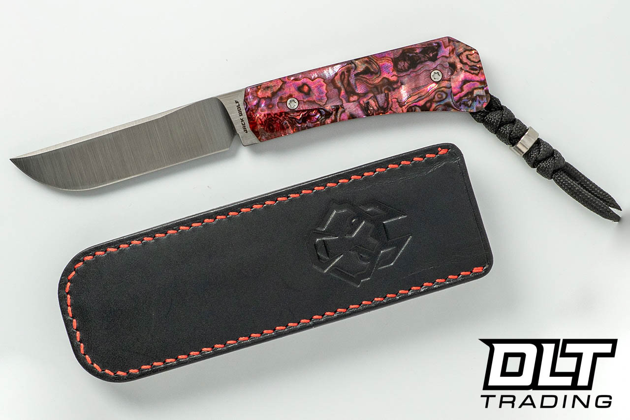 Jack Wolf Pioneer FIXedc - Red Abalone - Belt Satin S90V Blade