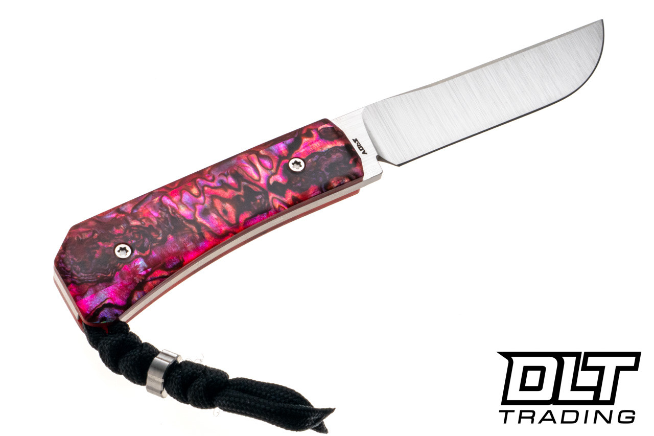 Jack Wolf Pioneer FIXedc - Red Abalone - Belt Satin S90V Blade