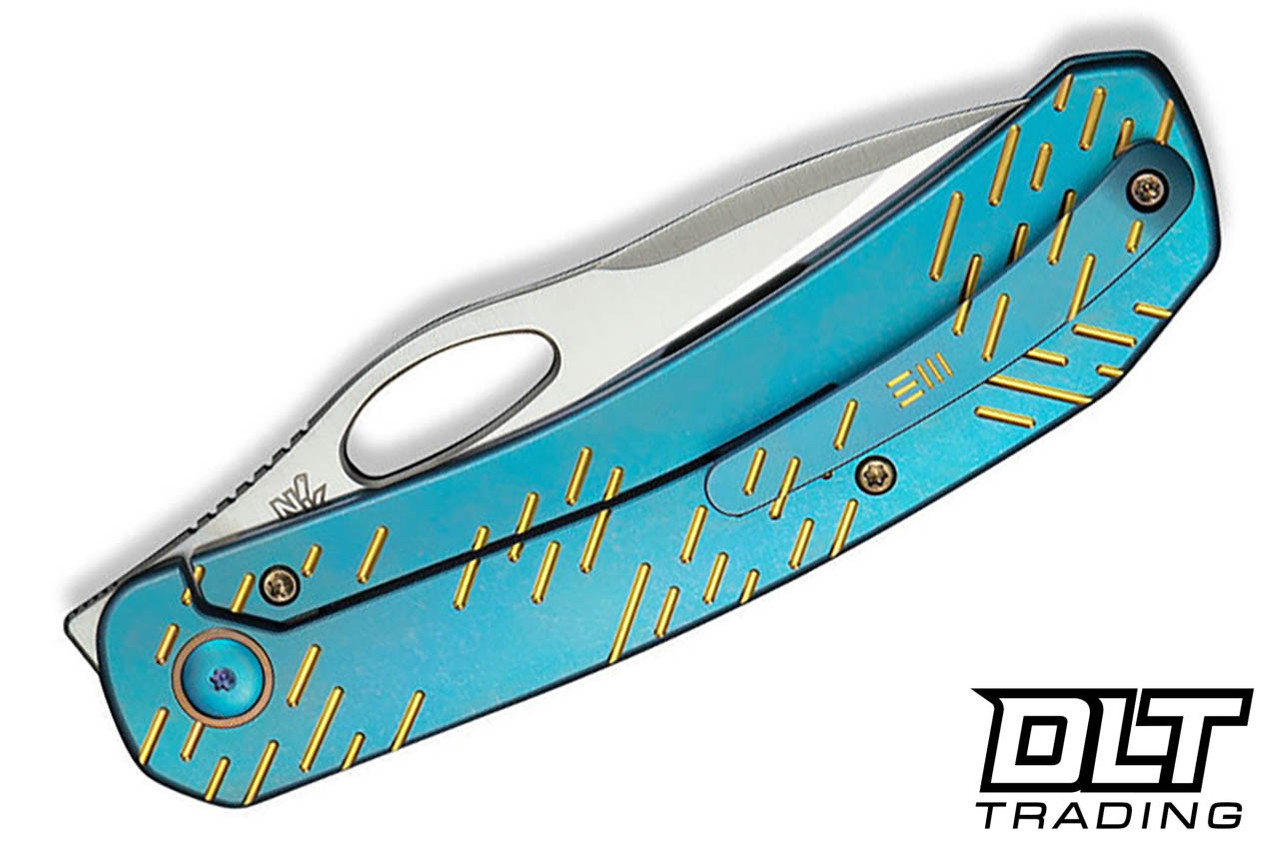 WE Knife Inmate 23096B-3 - Blue Titanium - Golden Raindrops