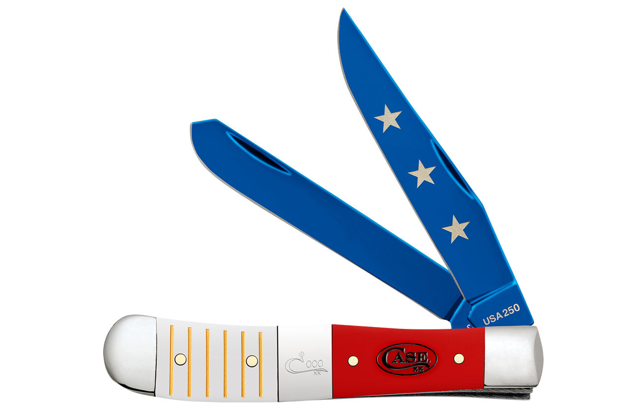 Case 250th Smooth Red & White Synthetic Trapper with Center
