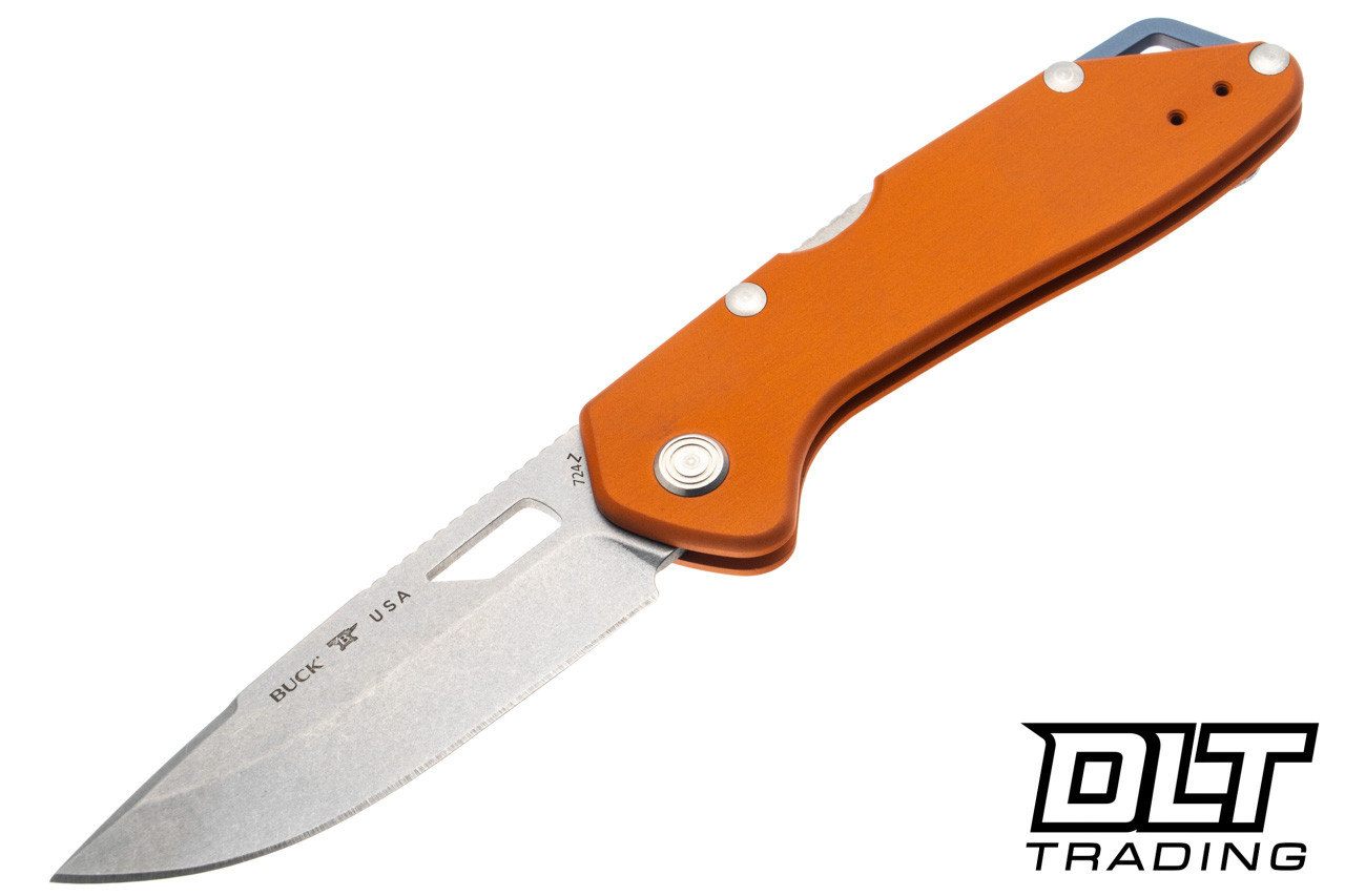 Buck 724 Mustang 724ORS - Orange Aluminum - Drop Point Stonewash