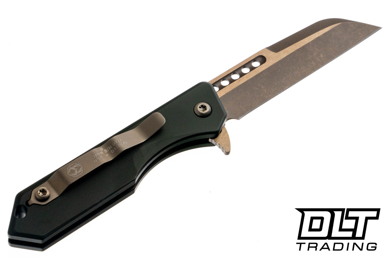 Heretic Jinn Button Lock - OD Green Aluminum - Wharncliffe Bronze
