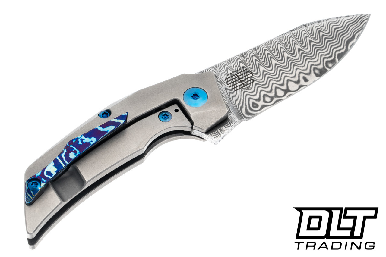 Reate T2500 - Acid Wash Damasteel Blade - Bead Blasted Titanium