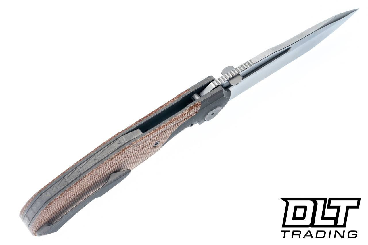 Null Knives Vandal - Dark Stonewashed Ti - Natural Micarta Inlay