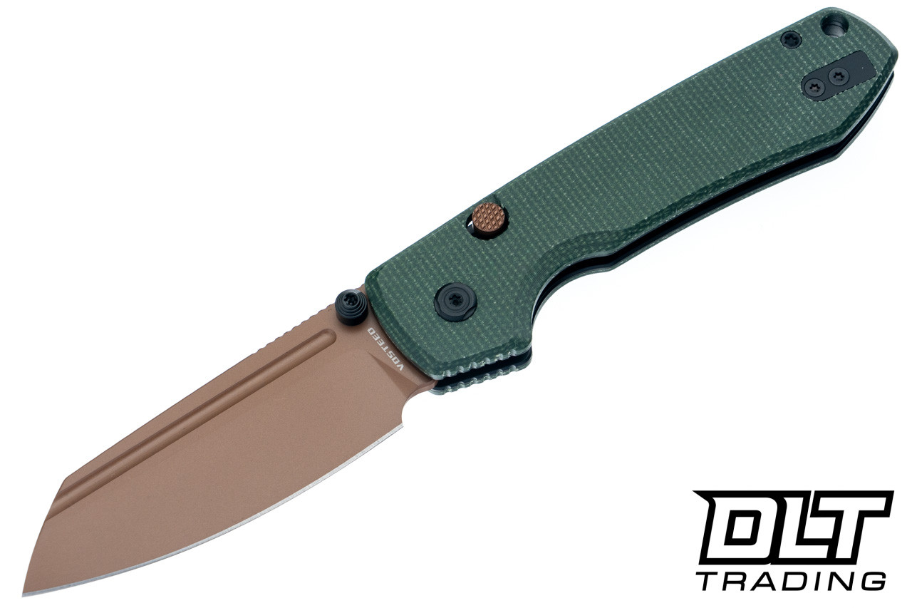 Vosteed Raccoon 2.0 - Green Micarta - Copper Dune 14C28N Modified