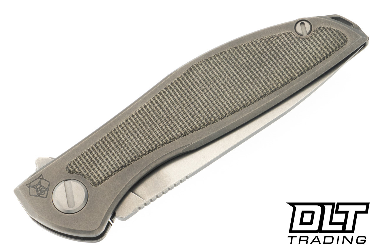Shirogorov NeOn NL MRBS - Green Canvas Micarta - Elmax Blade - DLT