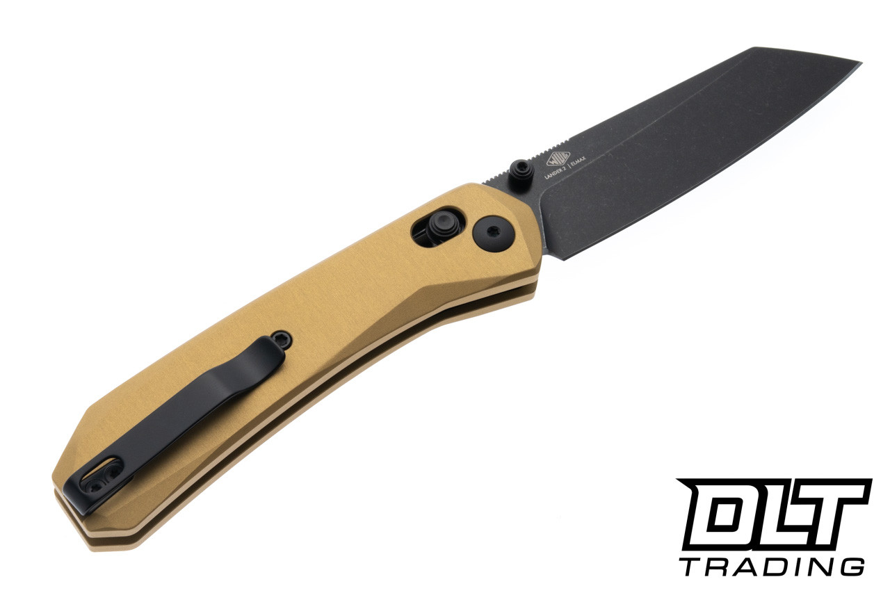 KNAFS Lander 2 - Gold Aluminum - Reverse Tanto Elmax Blade - DLT
