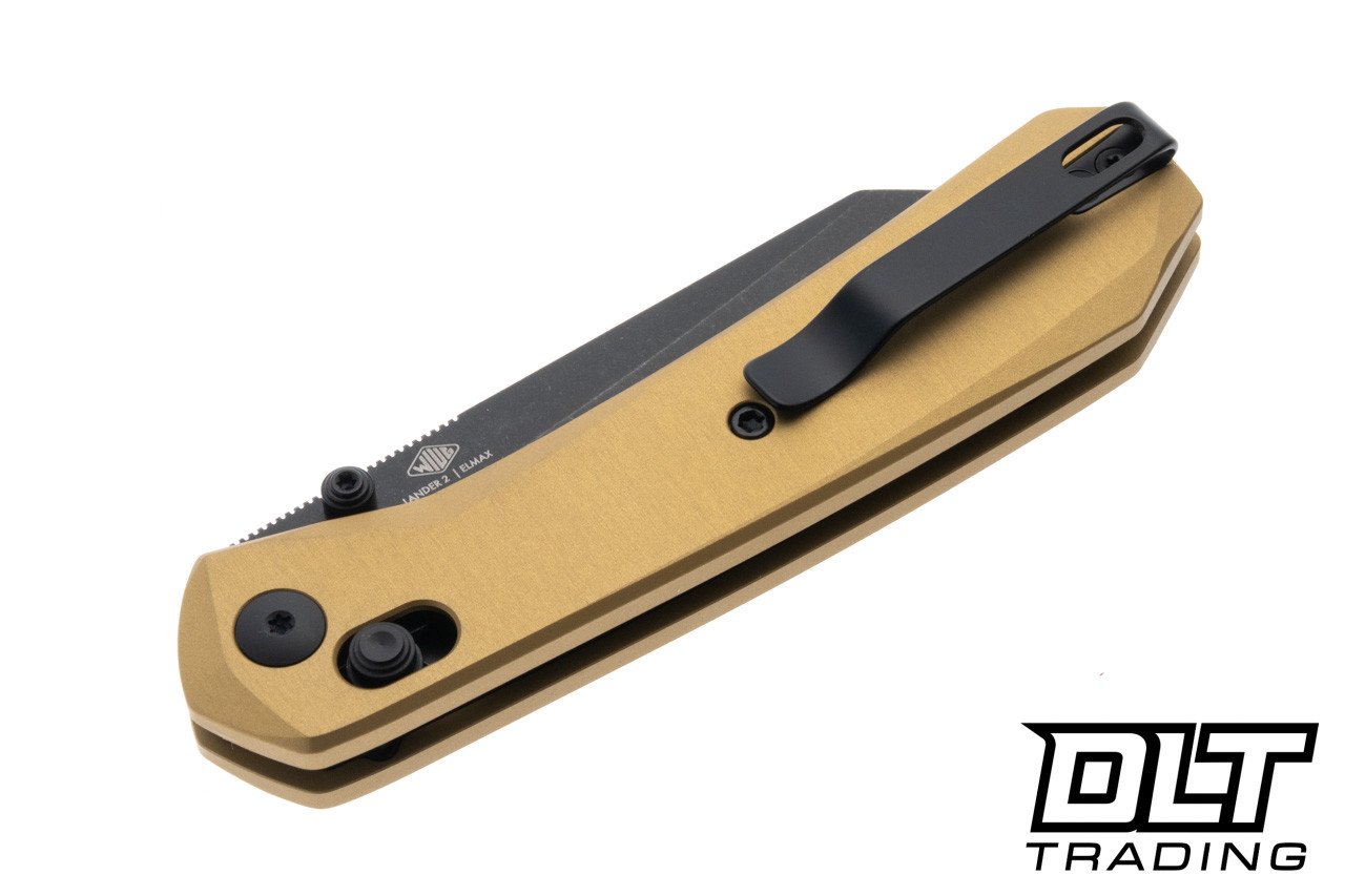 KNAFS Lander 2 - Gold Aluminum - Reverse Tanto Elmax Blade - DLT