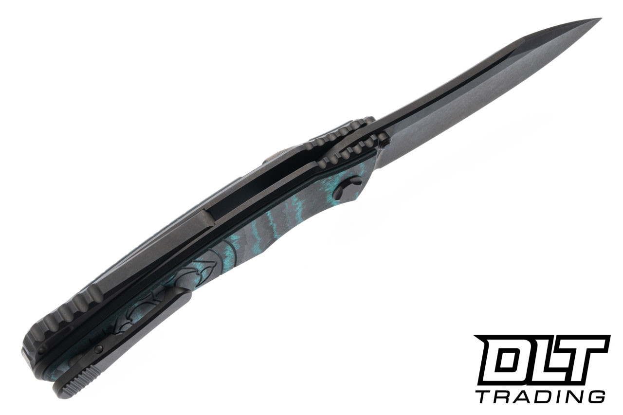 Hawk Talon M390 DLC - DLC Titanium Handle - Linear Teal CarboTi