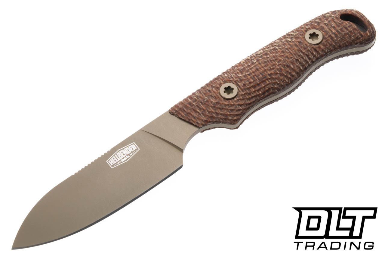 Hellbender Ranch Hand - Burlap Micarta - Coyote Cerakote MagnaCut