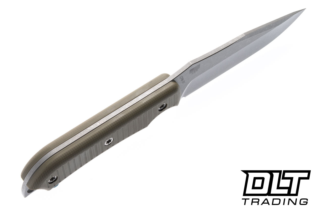 McNees Agent - Green G-10 - Stonewash 3V Clip Point Blade - DLT