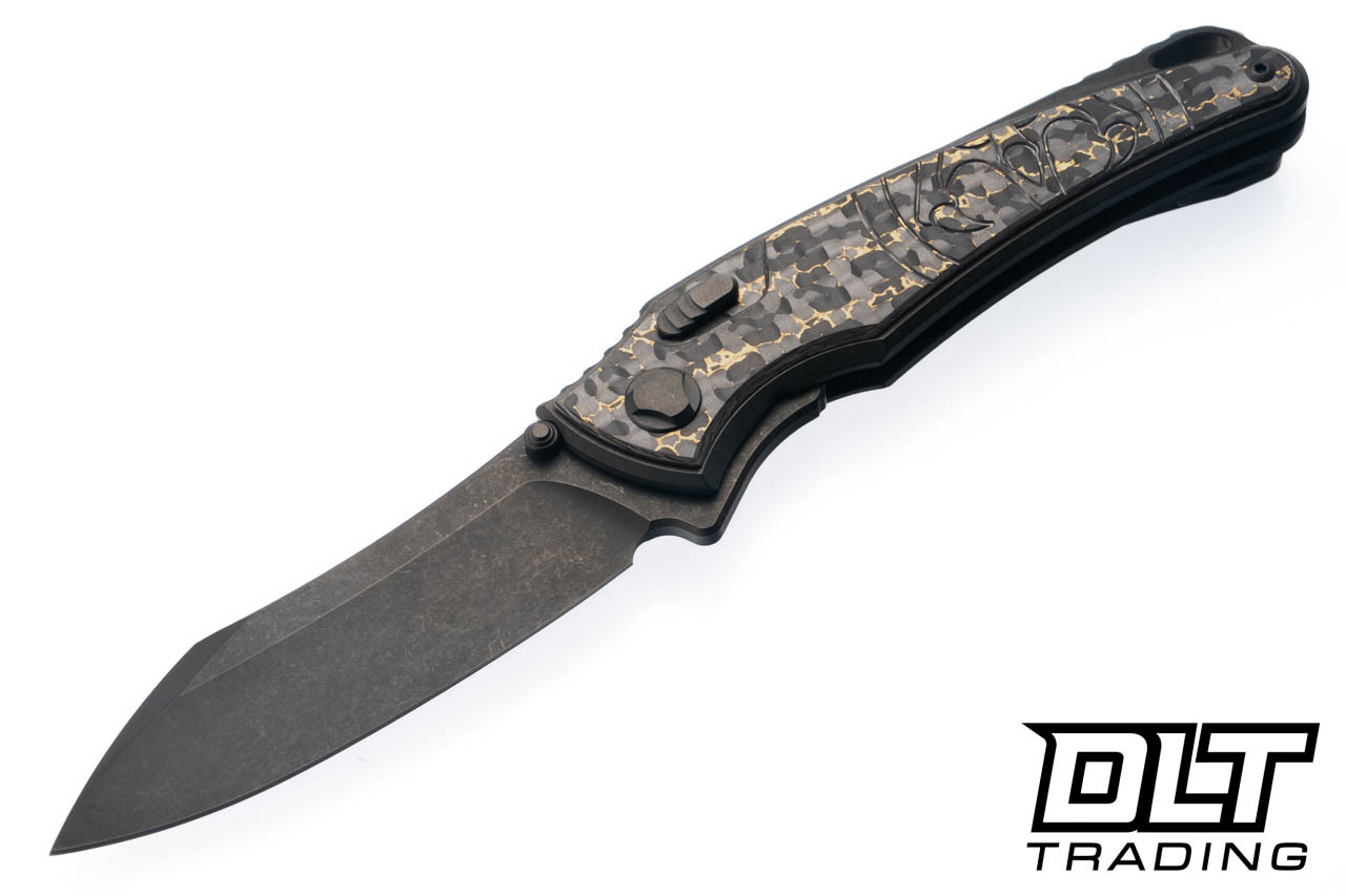 Hawk Knives M390 - DLC Titanium - Snakeskin Gold FatCarbon Overlay