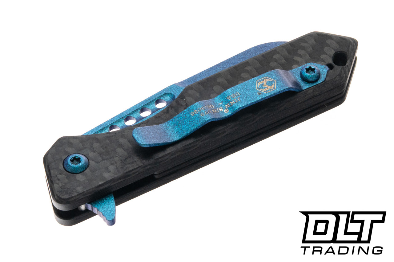 Heretic Jinn Manual - Metallic Teal MagnaCut Blade - Carbon Fiber