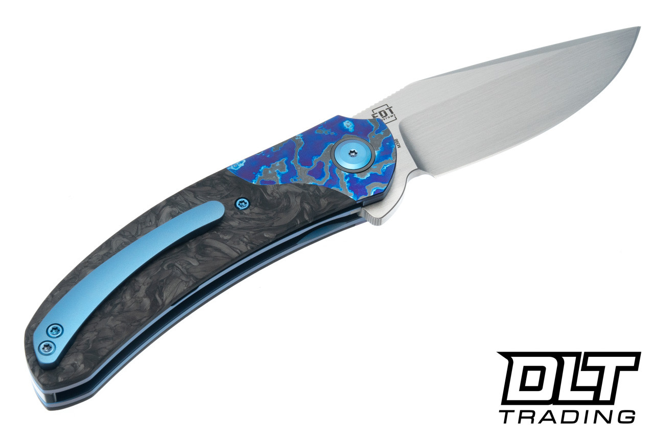 Reate TF-4 M398 Hand Rubbed Satin Blade - Blue Titanium Handle