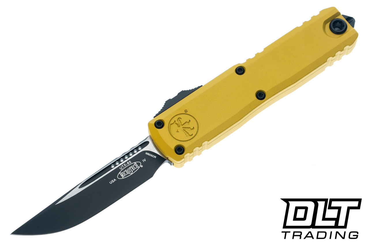 Microtech UTX-85 Gen IV - Yellow Handle - Black Blade - 12314-1YM