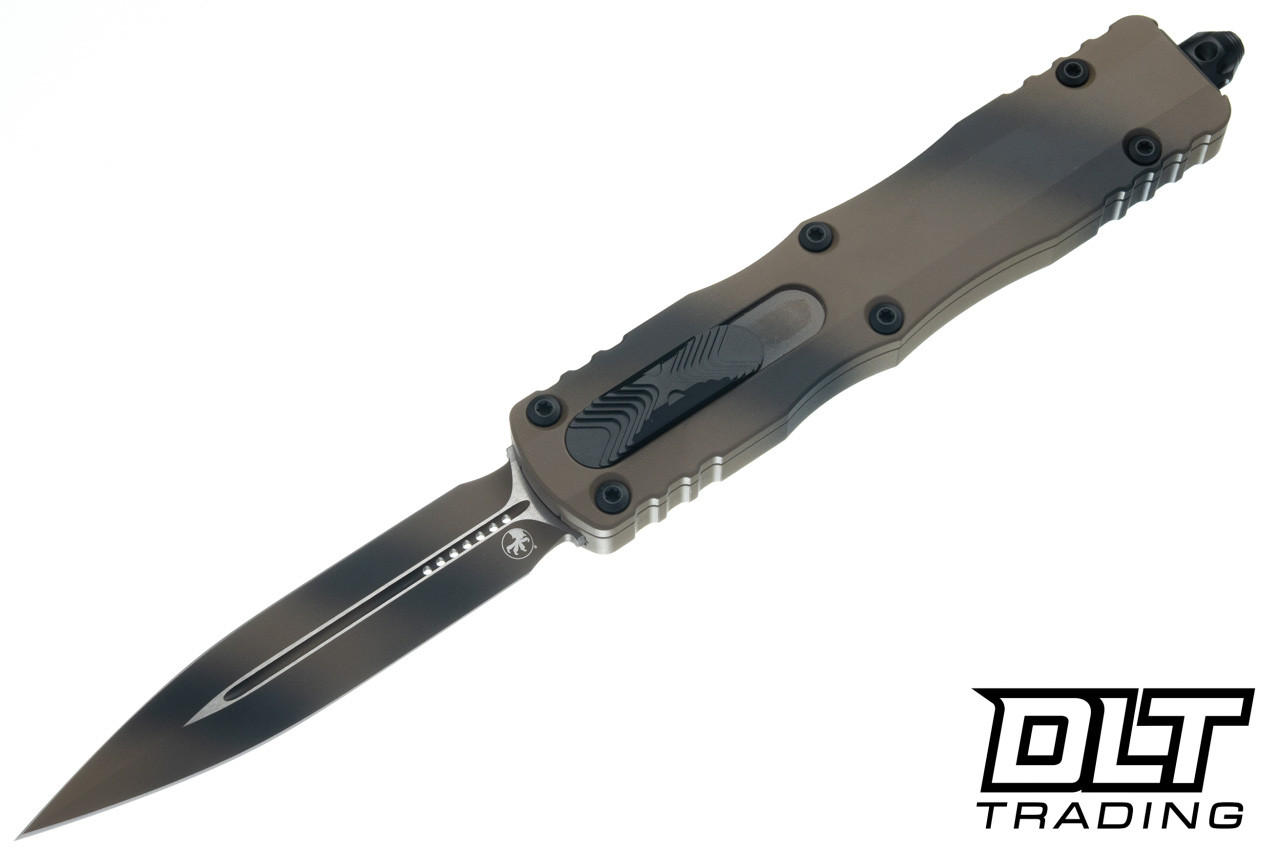 Microtech Dirac Delta D/E - Tan War Paint Handle - Tan War Paint