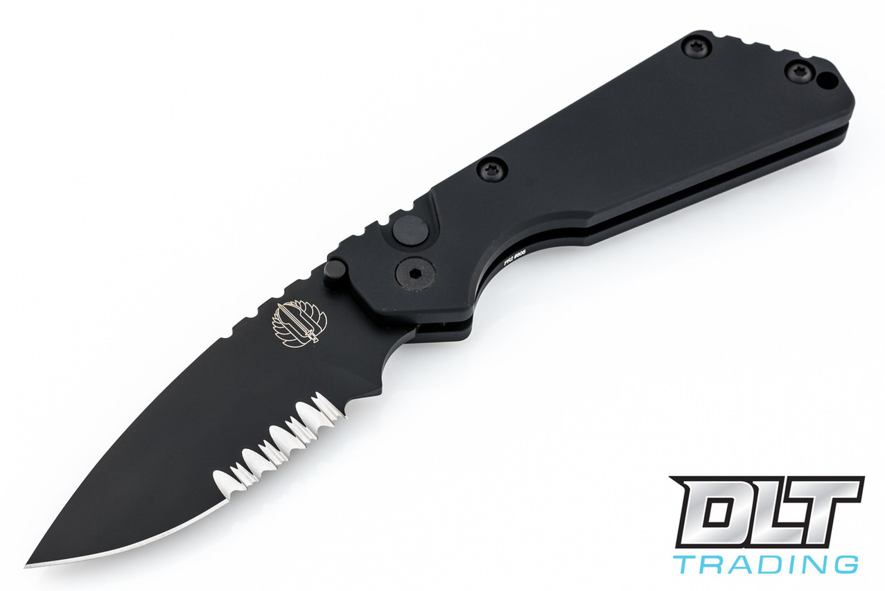Pro-Tech Strider SnG - Black handle - Partially Serrated Black