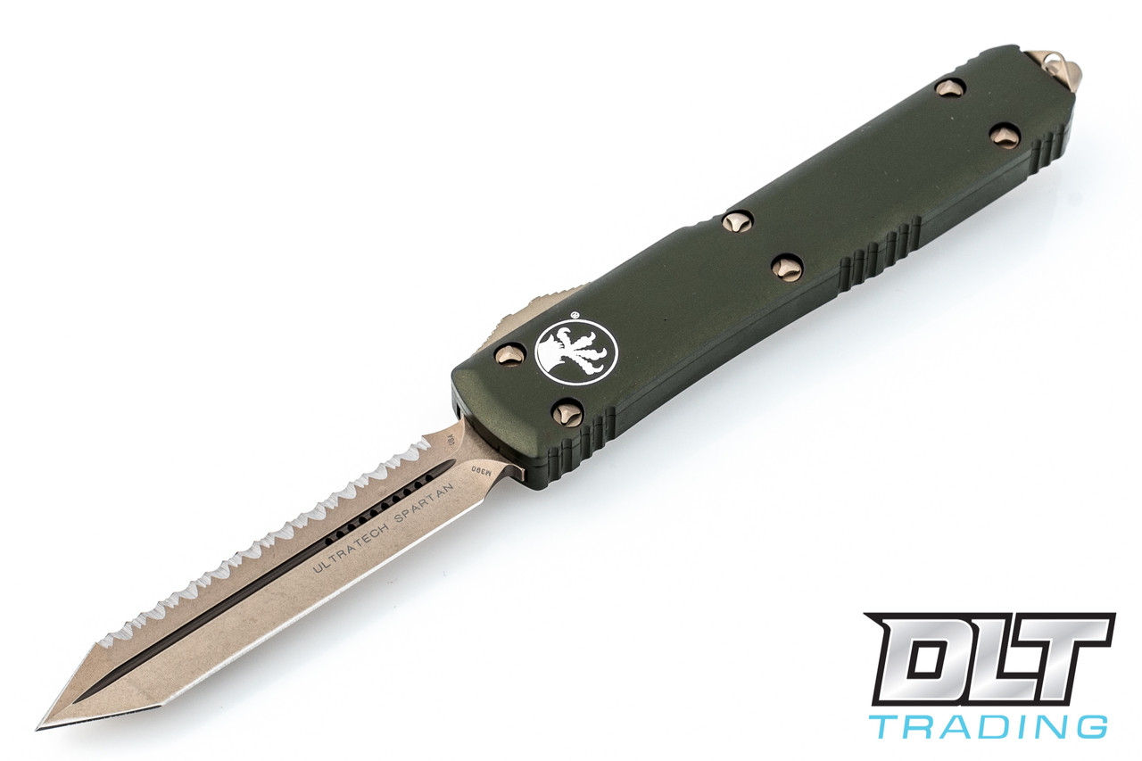 Microtech Ultratech Spartan D/E Green Handle Bronze Blade Full