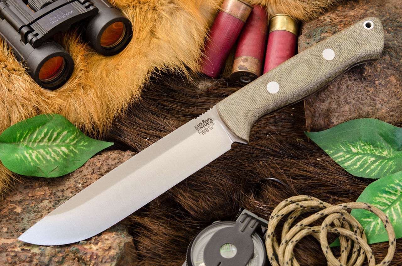 Bark River Knives Bravo 1.5 3V LT Field - Green Canvas Micarta - Matte