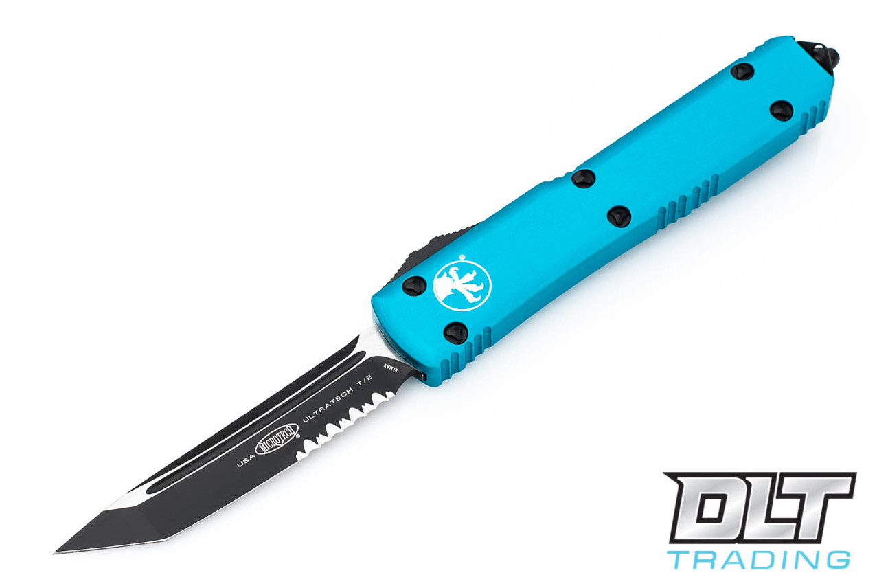 Microtech Ultratech T/E - Turquoise Handle - Contoured - Partial