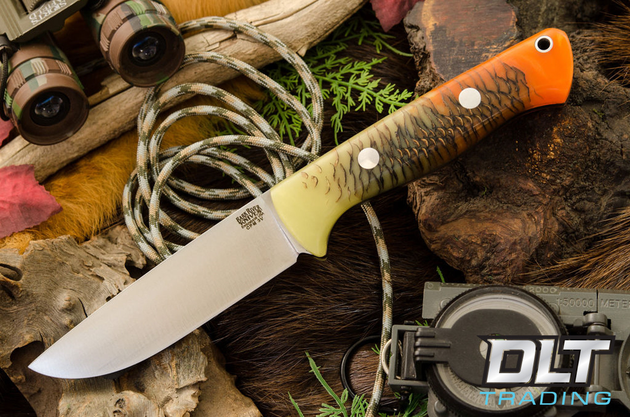 Bark River Knives | Bravo 1 3V LT Hunter - Orange & Yellow Pinecone