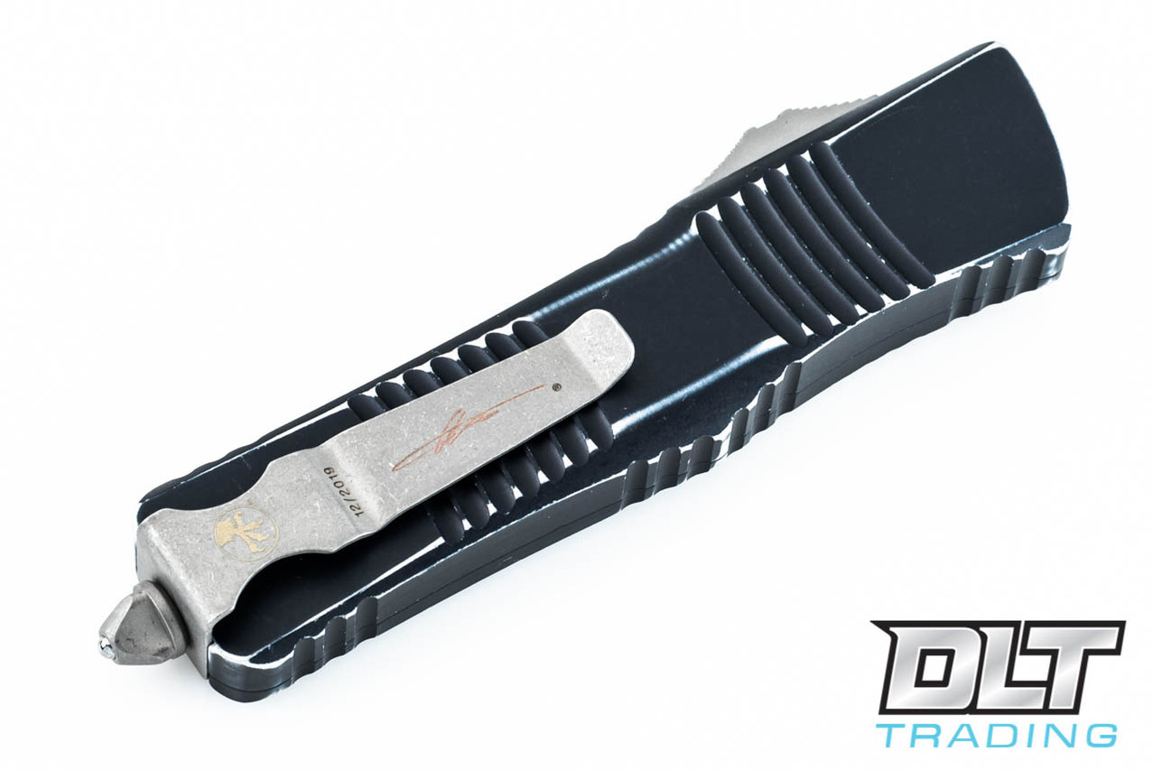 Microtech Combat Troodon Hellhound - Distressed Black Handle