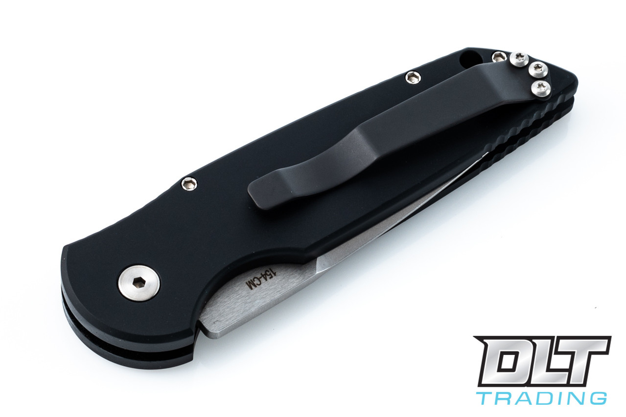 Pro-Tech TR3 Left-Handed - Black Handle - Stonewashed Blade