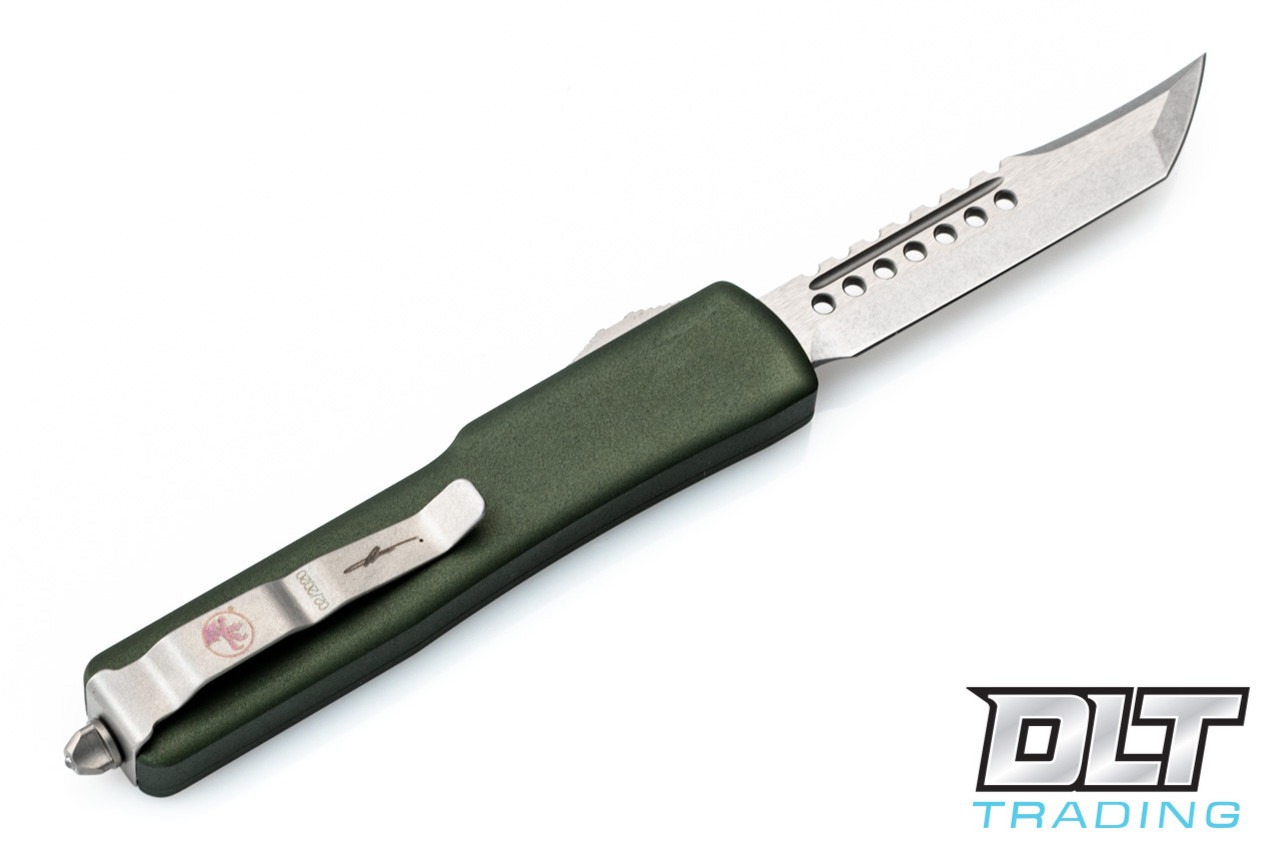 Microtech UTX-70 Hellhound - OD Green Handle - Stonewashed Blade