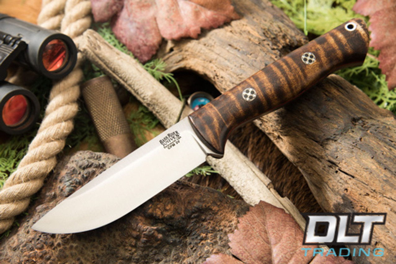 Bark River Knives | Bravo 1 3V LT - Dark Curly Maple - Red Liners