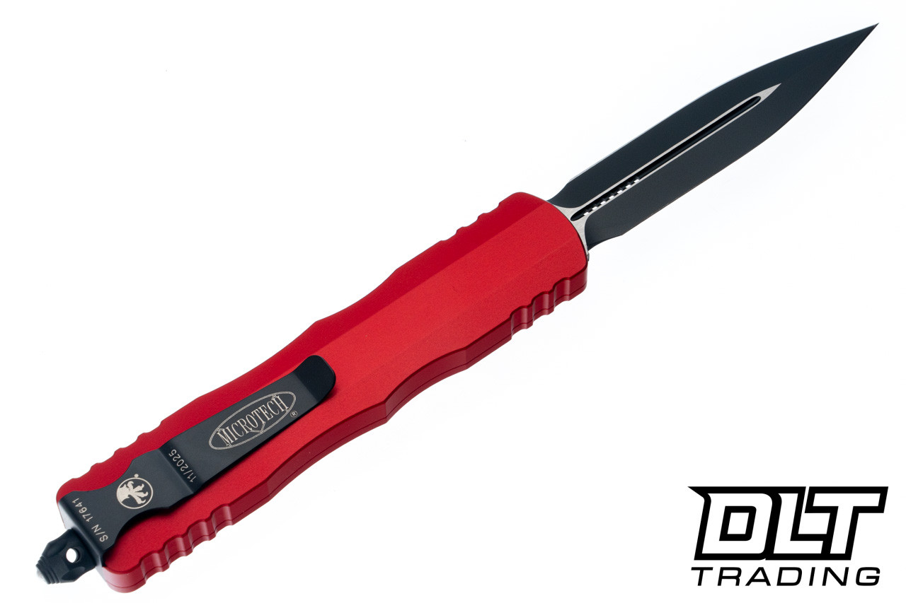 Microtech 227-1RD Dirac Delta D/E - Red Handle - Black Blade - DLT