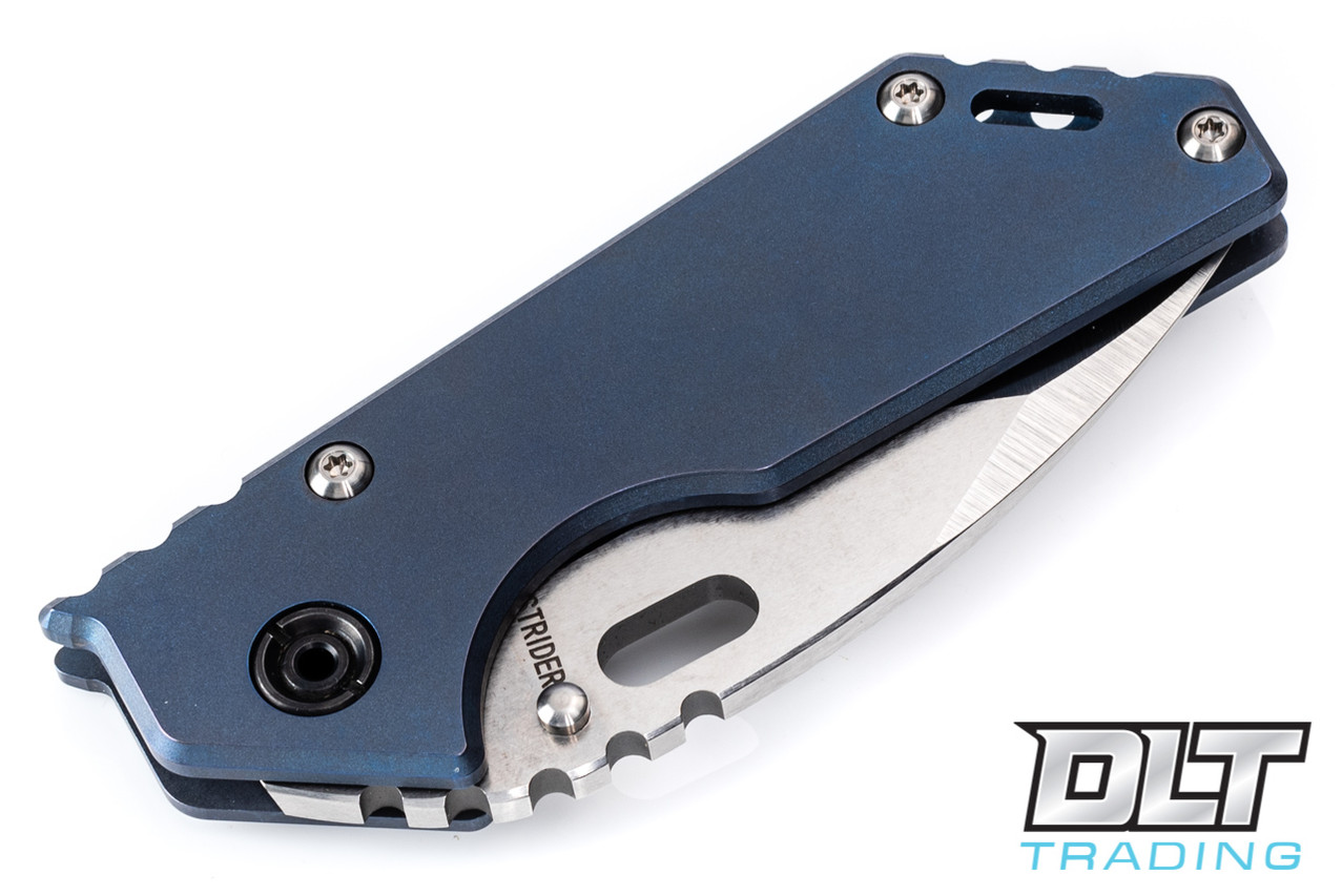 Strider .75 AR Drop Point Tumbled S90V - Blue Anodized - DLT Trading