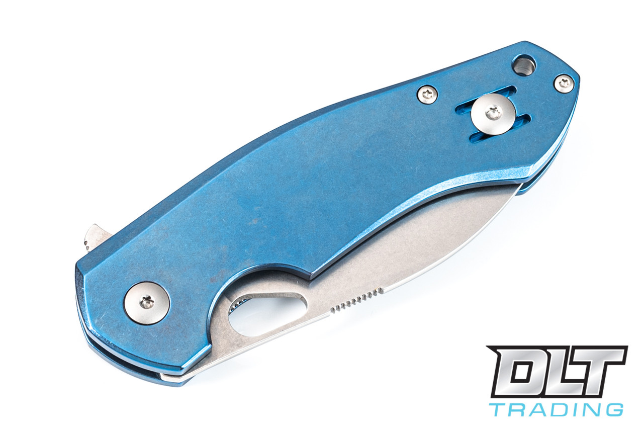 GiantMouse ACE Biblio - Stonewashed Blade - Blue Titanium Handle