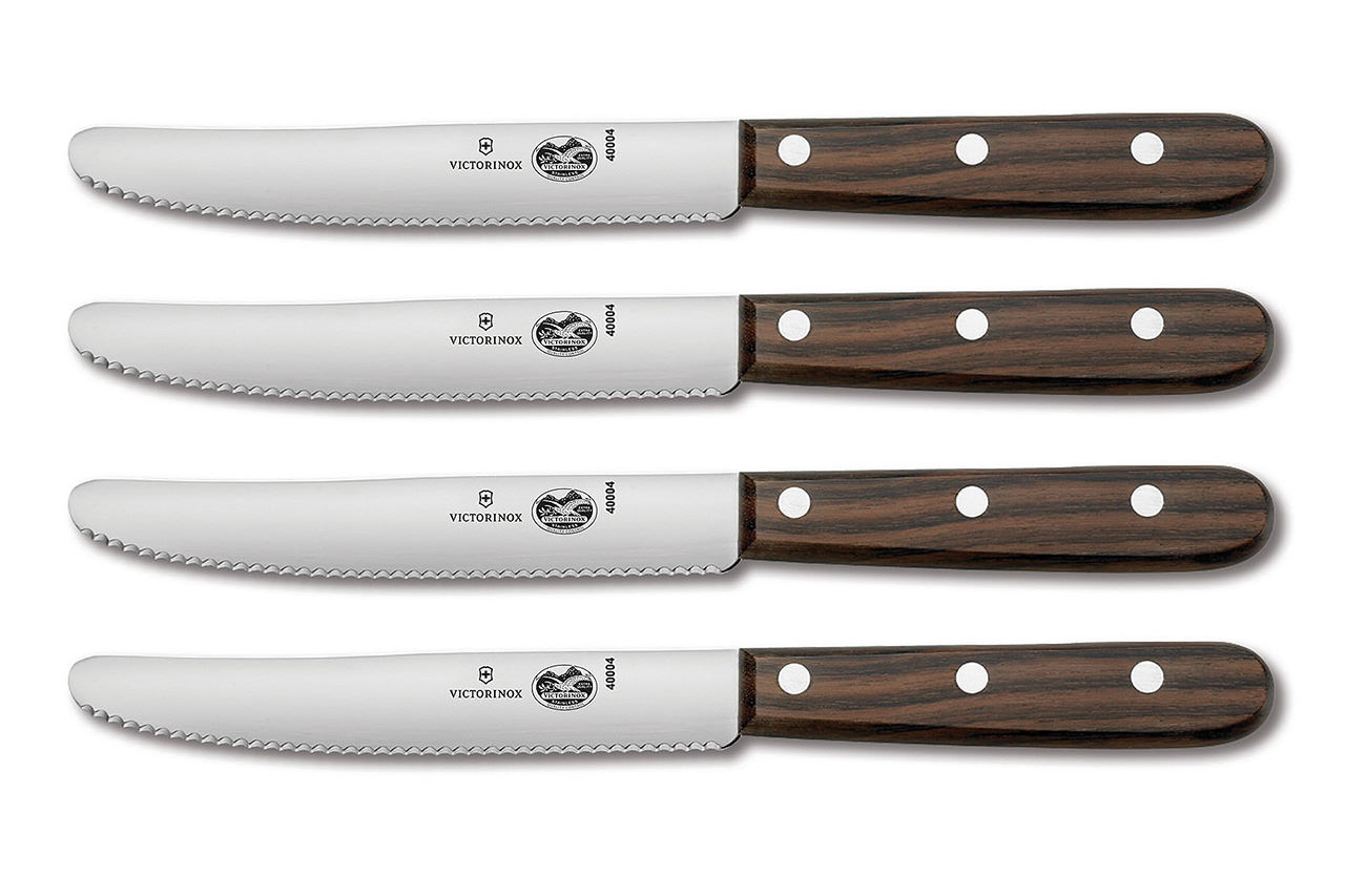 Ontario Robeson Viking 4-Piece Steak Knife Set, 4 Sandvik 14C28N Serrated  Blades - KnifeCenter - 6416 - Discontinued