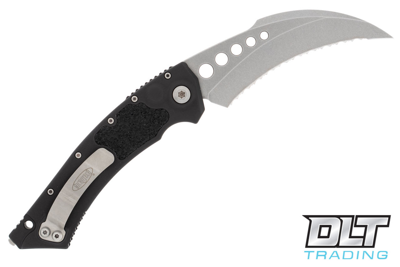 Microtech 166-12 Hawk - Black Handle - Stonewashed Blade - DLT Trading