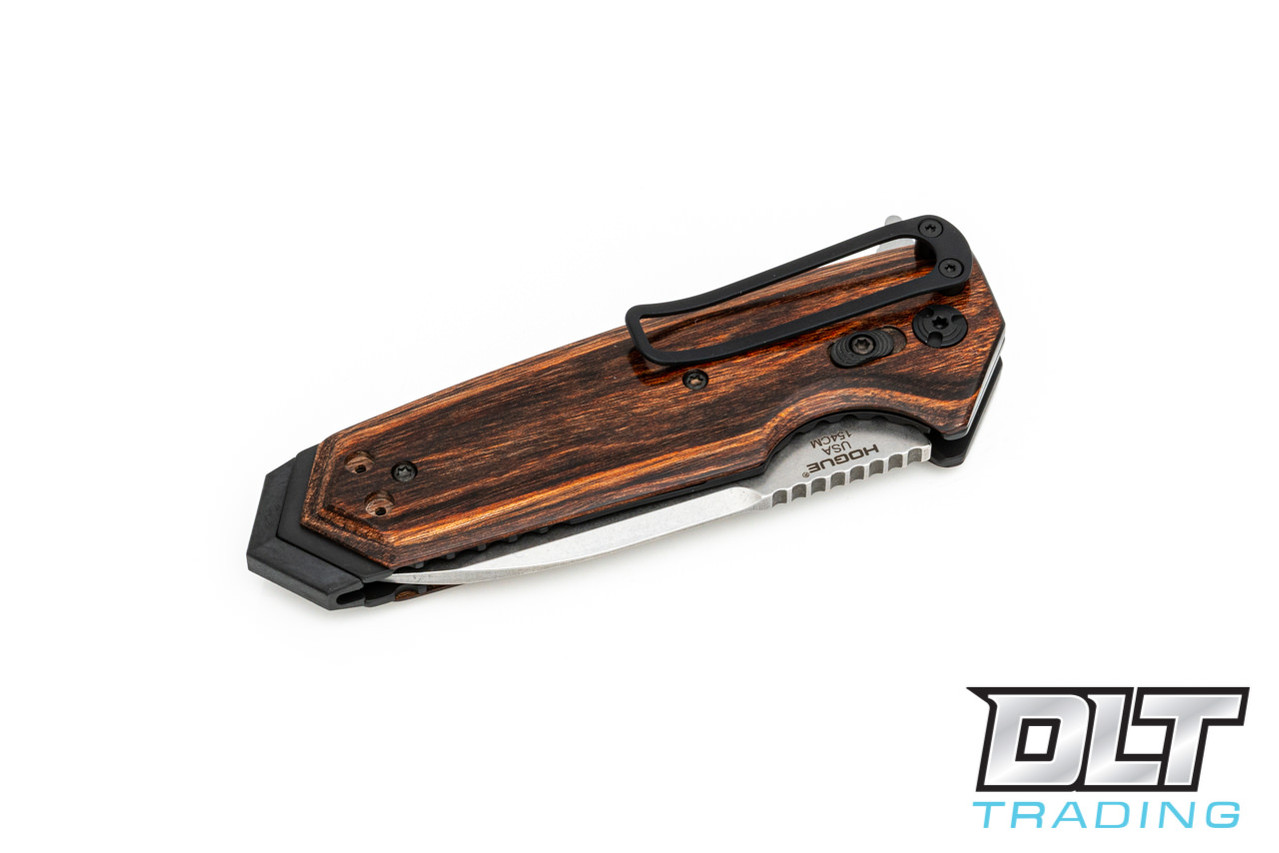 Hogue SIG EX-02 ASE Flipper Spear Point - Walnut - Tumbled Blade