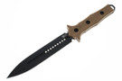 Heretic Nephilim 12" dagger with 6.5" battleworn black Elmax blade, FDE G-10 handles. 