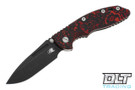 Hinderer 3.5" XM-18 Non Flipper Fullered Spear M390 - Battle Black DLC - Lava Flow Fat Carbon