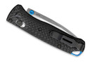 Benchmade 533-3 Mini Bugout with Carbon Fiber handles and satin s90v blade showing pocket clip.