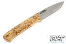 Casstrom Woodsman - Scandi - Sleipner Blade - Curly Birch
