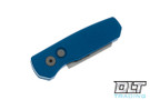 Blue Pro-Tech Runt 5 with 20CV Stonewashed blade shown closed Blue Pro-Tech Runt 5 with 20CV Stonewashed blade shown closed